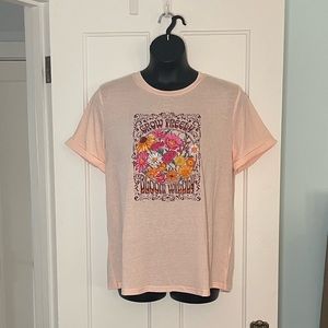 Women’s Plus Size XL 2XL Pink T-shirt with Flowers & Grow Wildly Bloom Freely